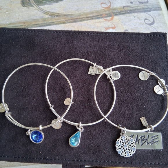 Alex and Ani bracelet bundle of 6 with blue crystals snowflake - Picture 2 of 5